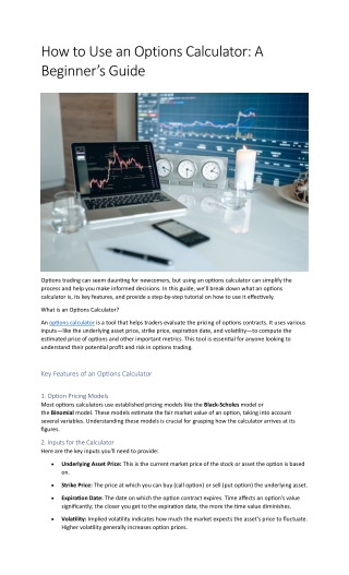 How to Use an Options Calculator
