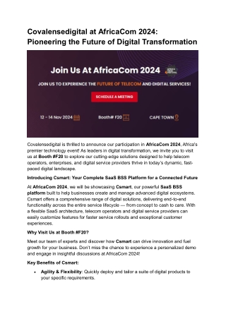Covalensedigital at AfricaCom 2024 Pioneering the Future of Digital Transformation