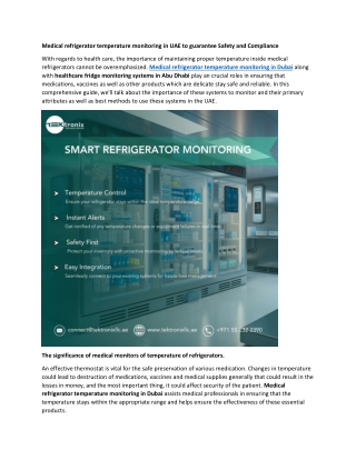 Medical Refrigerator Temperature Monitoring in UAE