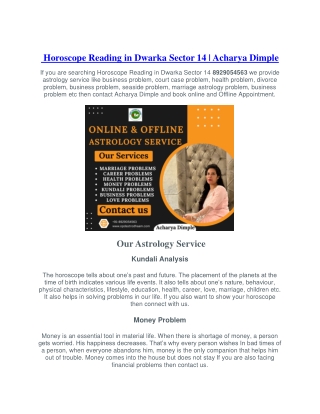 Horoscope Reading in Dwarka Sector 14 8929054563