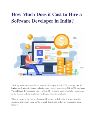 How Much Does it Cost to Hire a Software Developer in India?