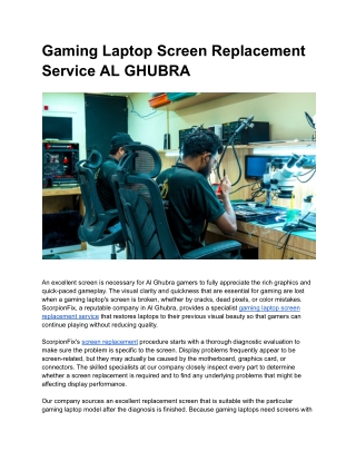 Gaming Laptop Screen Replacement Service AL GHUBRA