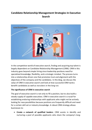 Candidate Relationship Management Strategies In Executive Search