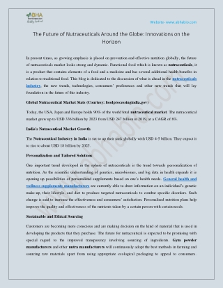 The Future of Nutraceuticals around the globe Innovations on the Horizon_