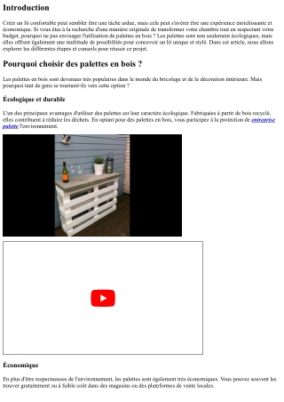 “Comment Créer un Lit Confortable avec des Palettes”