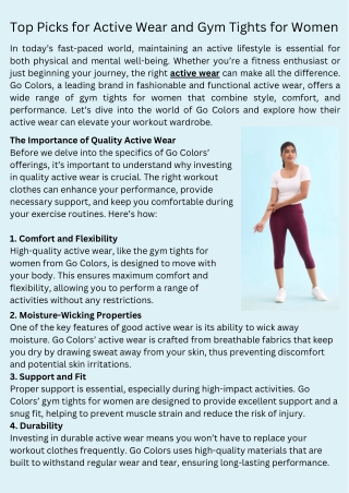 Top Picks for Active Wear and Gym Tights for Women