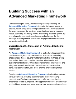 Building Success with an Advanced Marketing Framework