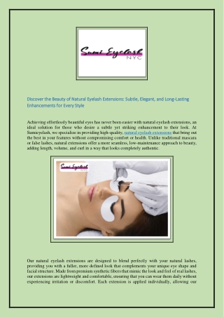 Discover the Beauty of Natural Eyelash Extensions: Subtle, Elegant, and Long-Las