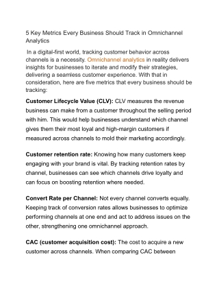 5 Key Metrics Every Business Should Track in Omnichannel Analytics
