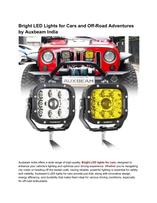 Bright LED Lights for Cars and Off-Road Adventures by Auxbeam India