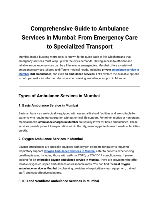 Comprehensive Guide to Ambulance Services in Mumbai_ From Emergency Care to Specialized Transport
