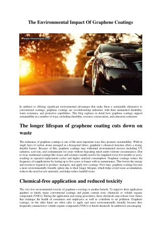 The Environmental Impact Of Graphene Coatings