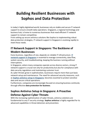 Building Resilient Businesses with Sophos and Data Protection