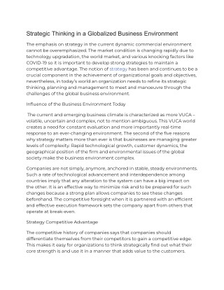 Strategic Thinking in a Globalized Business Environment