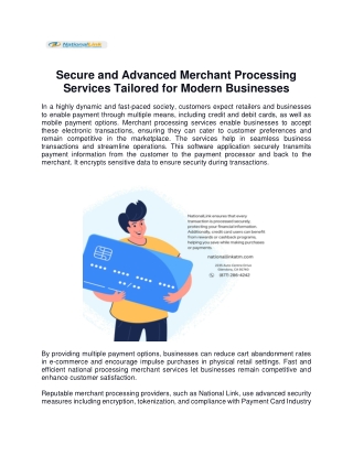 Secure and Advanced Merchant Processing Services Tailored for Modern Businesses