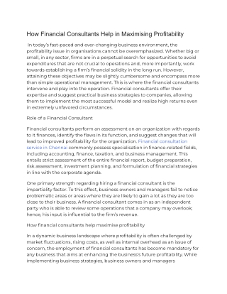 How Financial Consultants Help in Maximising Profitability