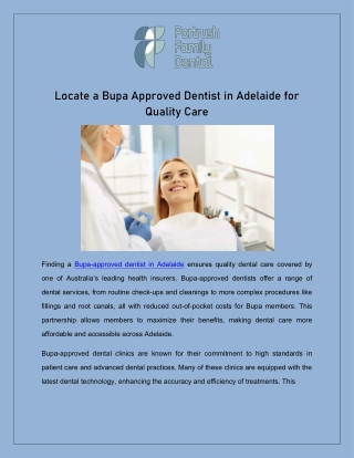 Locate a Bupa Approved Dentist in Adelaide for Quality Care