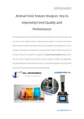 Animal Feed Texture Analysis Key to Improving Feed Quality and Performance