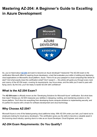 Mastering AZ-204_ A Beginner’s Guide to Excelling in Azure Development