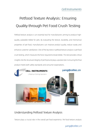 Petfood Texture Analysis Ensuring Quality through Pet Food Crush Testing