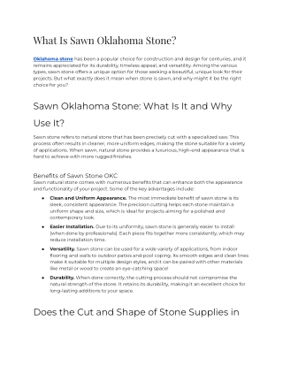 What Is Sawn Oklahoma Stone