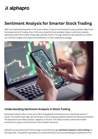 Sentiment Analysis for Smarter Stock Trading