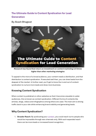 The Ultimate Guide to Content Syndication for Lead Generation