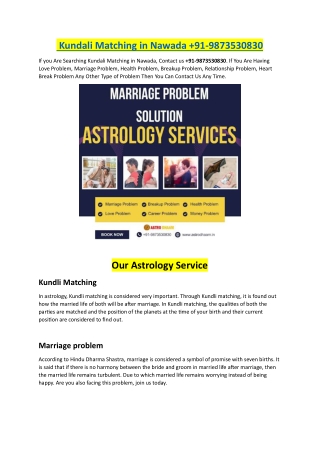 Kundali Matching in Nawada  91-9873530830