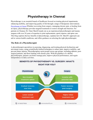 Physiotherapy in Chennai