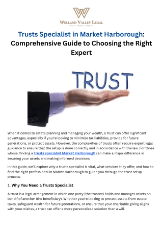 Trusts Specialist Market Harborough - Comprehensive Guide to Choosing the Right