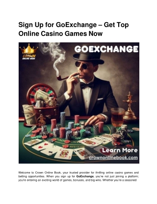 Sign Up for GoExchange – Get Top Online Casino Games Now