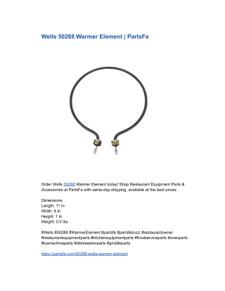 Wells 50288 Warmer Element _ PartsFe