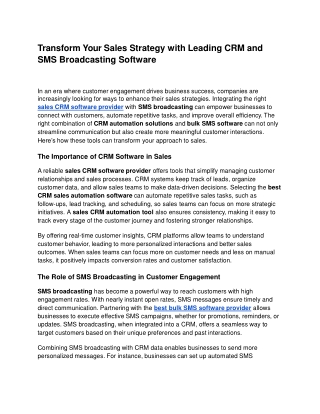 Transform Your Sales Strategy with Leading CRM and SMS Broadcasting Software