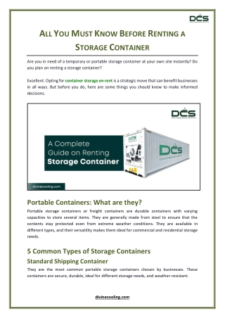 All You Must Know Before Renting a Storage Container