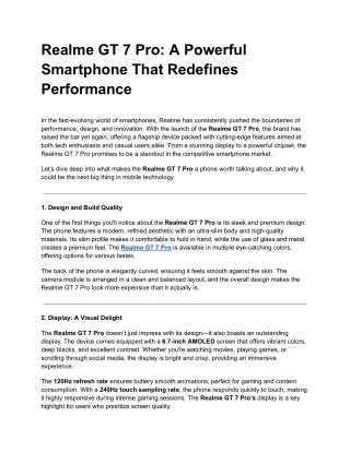Realme GT 7 Pro: A Powerful Smartphone That Redefines Performance