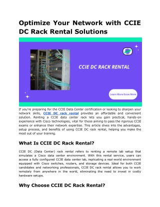 Optimize Your Network with CCIE DC Rack Rental Solutions