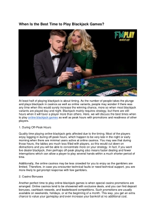 When Is the Best Time to Play Blackjack Games?