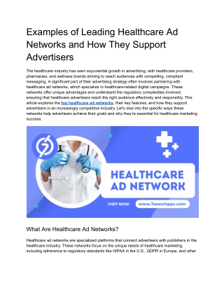 Examples of Leading Healthcare Ad Networks and How They Support Advertisers