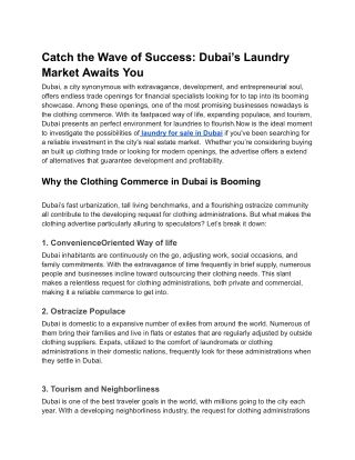 Catch the Wave of Success_ Dubai’s Laundry Market Awaits You