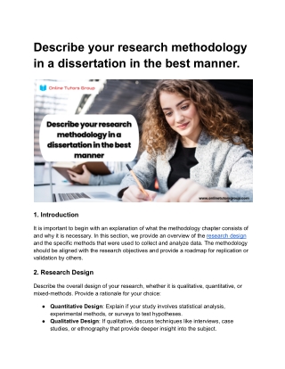 Describe your research methodology in a dissertation in the best manner