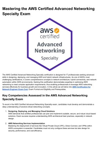 Mastering the AWS Certified Advanced Networking Specialty Exam