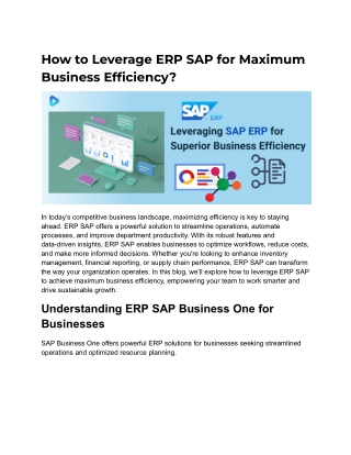 Maximizing Business Efficiency Through SAP ERP Integration