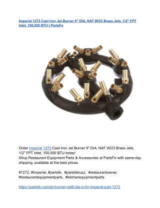 Imperial 1272 Cast Iron Jet Burner 9_ DIA, NAT W_23 Brass Jets, 1_2_ FPT Inlet, 100,000 BTU _ PartsFe