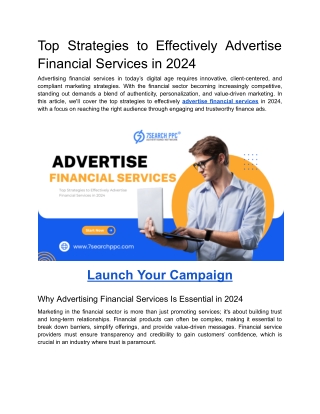 Top Strategies to Effectively Advertise Financial Services in 2024