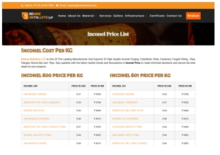 inconelprice list