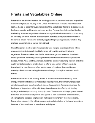 Fruits and Vegetables Online