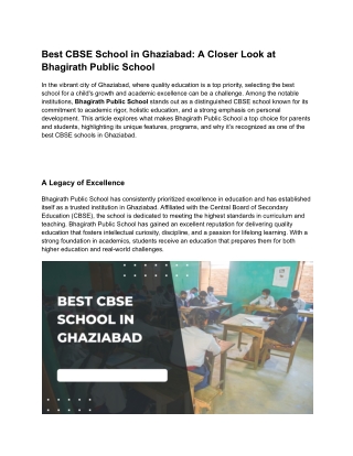 Best CBSE School in Ghaziabad_ A Closer Look at Bhagirath Public School