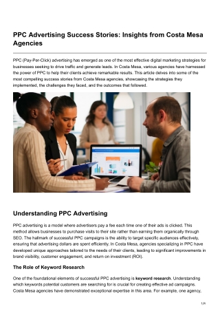 PPC Advertising Success Stories Insights from Costa Mesa Agencies