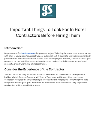 Important Things To Look For In Hotel Contractors Before Hiring Them