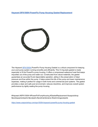 Hayward SPX1500H PowerFlo Pump Housing Gasket Replacement